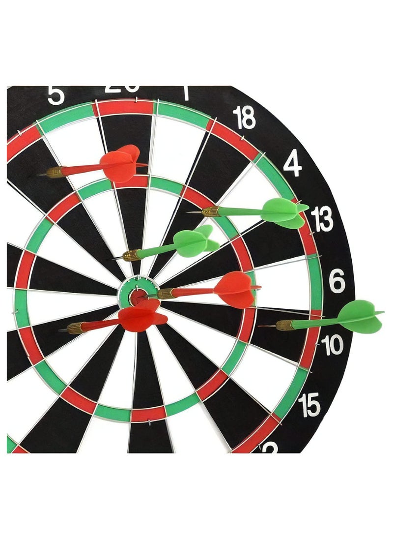 DeloPik - Double Side Wooden Professional Dart Board With 6 Darts, Board Games, Darts Board Set Dartboard Game - Image 1