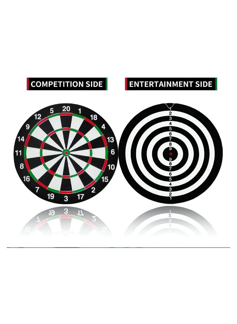DeloPik - Double Side Wooden Professional Dart Board With 6 Darts, Board Games, Darts Board Set Dartboard Game - Image 1