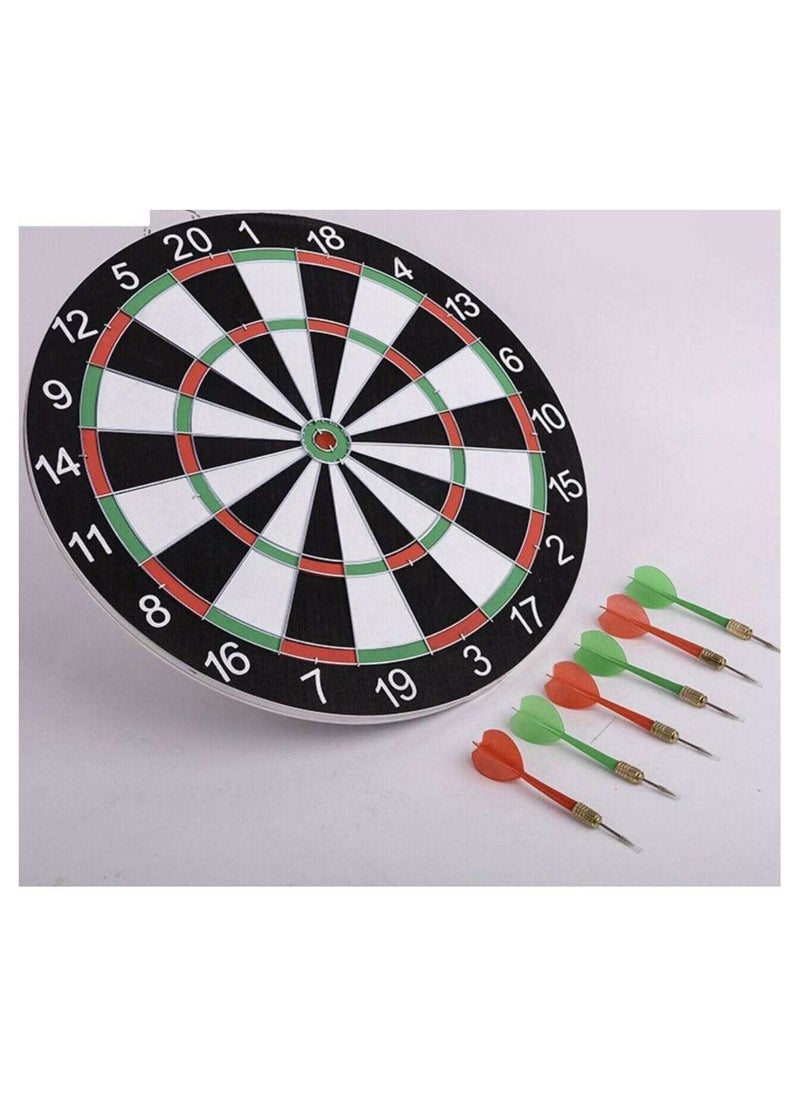 DeloPik - Double Side Wooden Professional Dart Board With 6 Darts, Board Games, Darts Board Set Dartboard Game - Image 1