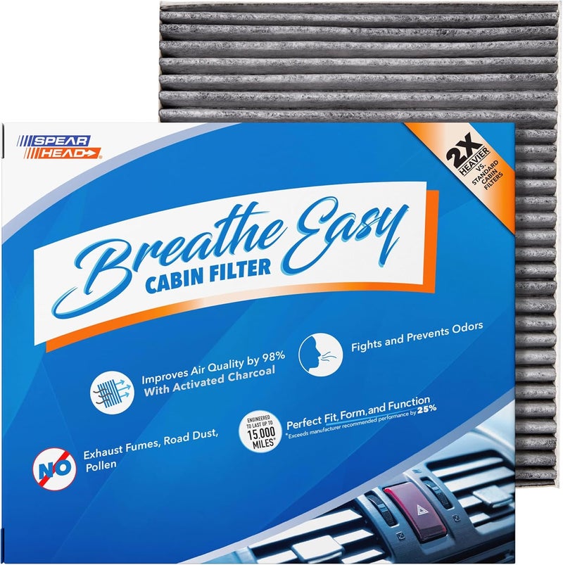 SPEARHEAD Odor Defense Breathe Easy Cabin Filter | Fits 2015-19 Sonata Non-Hybrid, 2017-19 Cadenza Like OEM | Up to 25% Longer Lasting w/Activated Carbon (BE-151) - Image 1