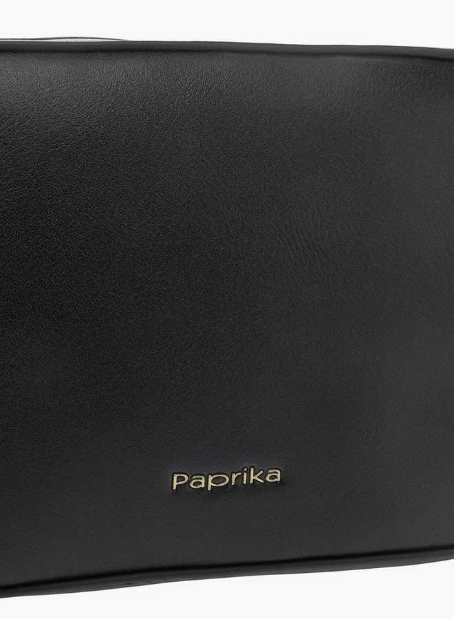 Paprika Monogram Detail Crossbody Bag with Detachable Chain Strap and Zip Closure
