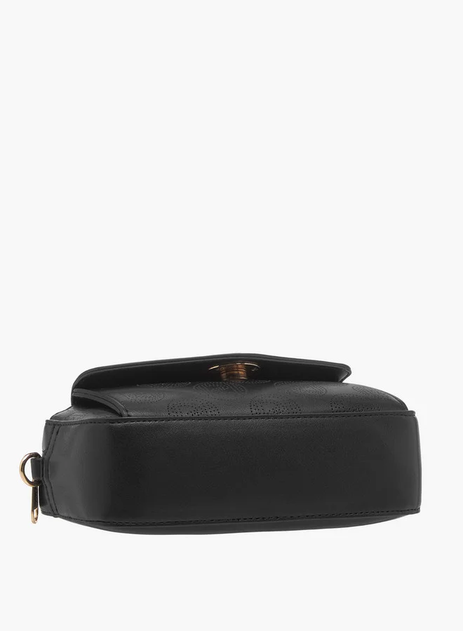 Paprika Monogram Detail Crossbody Bag with Detachable Chain Strap and Zip Closure