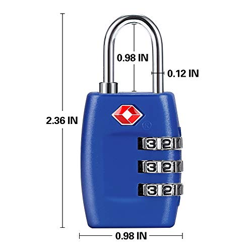 Cluckyu TSA Luggage Locks (4Pack) - 3 Digit Combination Padlocks - Approved Travel Lock for Suitcases & Baggage (Dark Blue) - Image 4