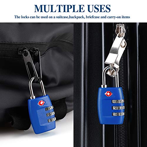 Cluckyu TSA Luggage Locks (4Pack) - 3 Digit Combination Padlocks - Approved Travel Lock for Suitcases & Baggage (Dark Blue) - Image 5