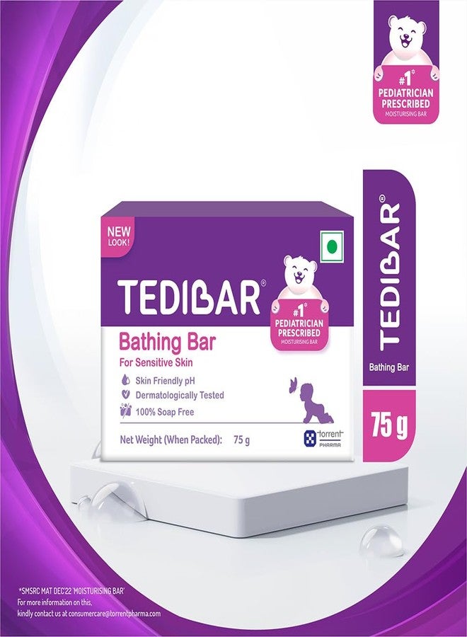 Tedibar Moisturising Baby Bathing Bar 75g(Pack of 1) with Skin Friendly PH with B4 Nappi Cream TEDIBAR B4 Nappi Diaper Rash Cream for Babies 75g | Soothes and moiturises baby's Nappy Area - Image 3