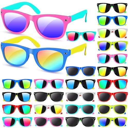 AGGKKY 24 Pack Kids Sunglasses Bulk Party Favors Neon Toddler Sunglasses Bulk for Age 37 Boys Girls with UV400 Protection for Party Favors - Image 1