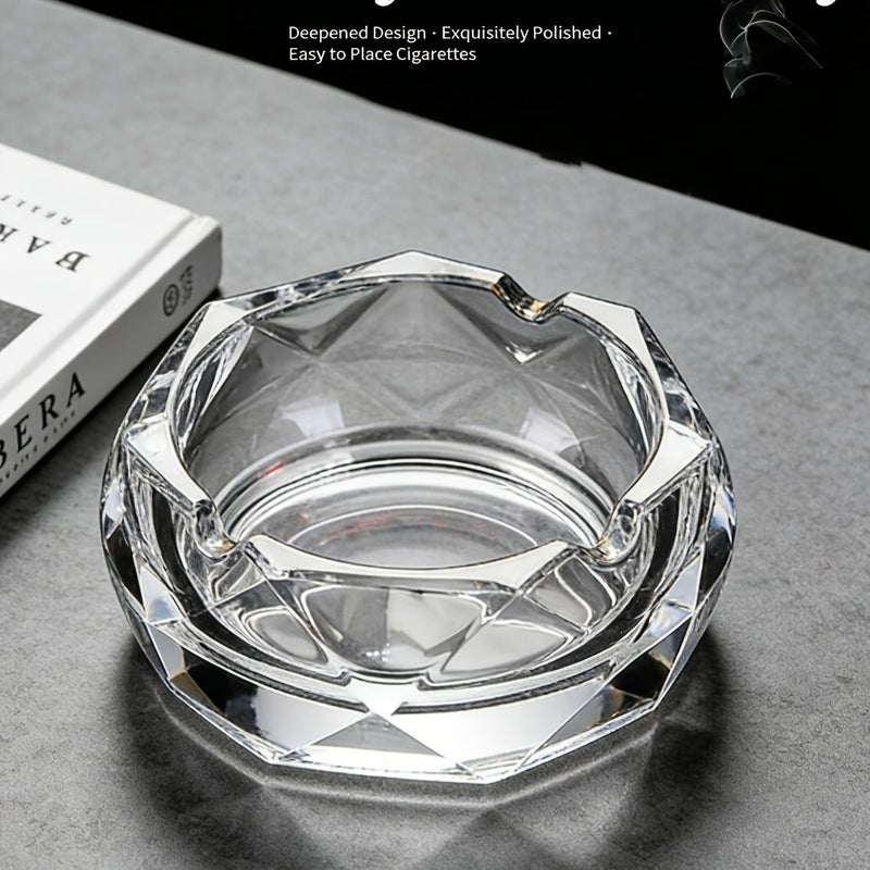 Transparent Crystal Glass Ashtray Home Decoration Cigarette Butt Container - Image 4