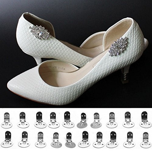 Micro Trader 20 x Stainless Steel Decor Blank Shoe Clips Wedding Brooch Fower Clips Bridal Accessories - Image 4
