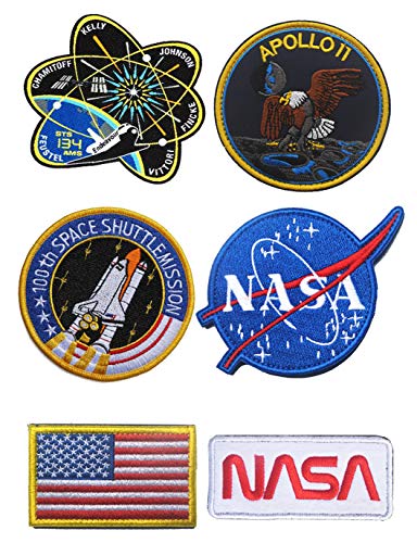 WZT 6 Pcs Tactical Flag Patch  Combination USA NASA Patch Embroidered Morale Lot Military Embroidered Patches