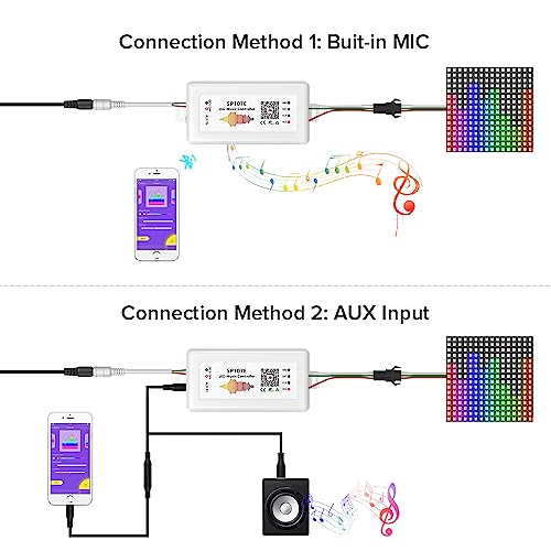 BTF-LIGHTING FCOB RGB WS2811 IC WS2812B WS2811 WS2813 SP107E Music Bluetooth Full Color Controller Support Almost All The LED IC Chip Suit for LED Strip,Matrix Panel,Module Buli-in Mic/AUX Input - Image 5
