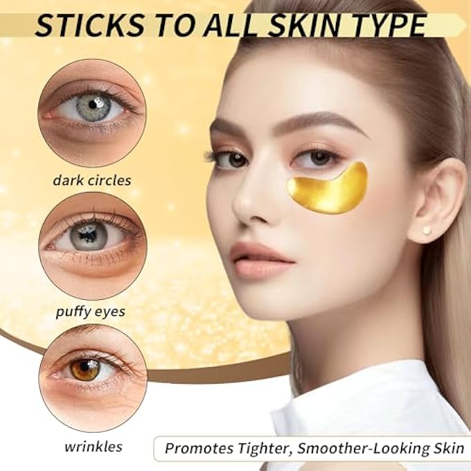 Relaso Under Eye Patches, Dermatology Golden Eye Mask with Amino Acid & Collagen, Cooling Eye Care for Wrinkles, Puffy Eyes & Dark Circles, Skincare Treatment, Gift for Women, 20 Pairs - Image 3