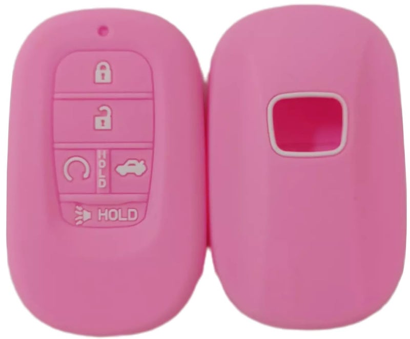REPROTECTING Silicone Rubber Key Fob Cover Compatible with (5 Buttons) 2022-2026 Honda Accord Civic HR-V CR-V Pilot Sport SI EX EX-L Touring (Pink Pink) - Image 2