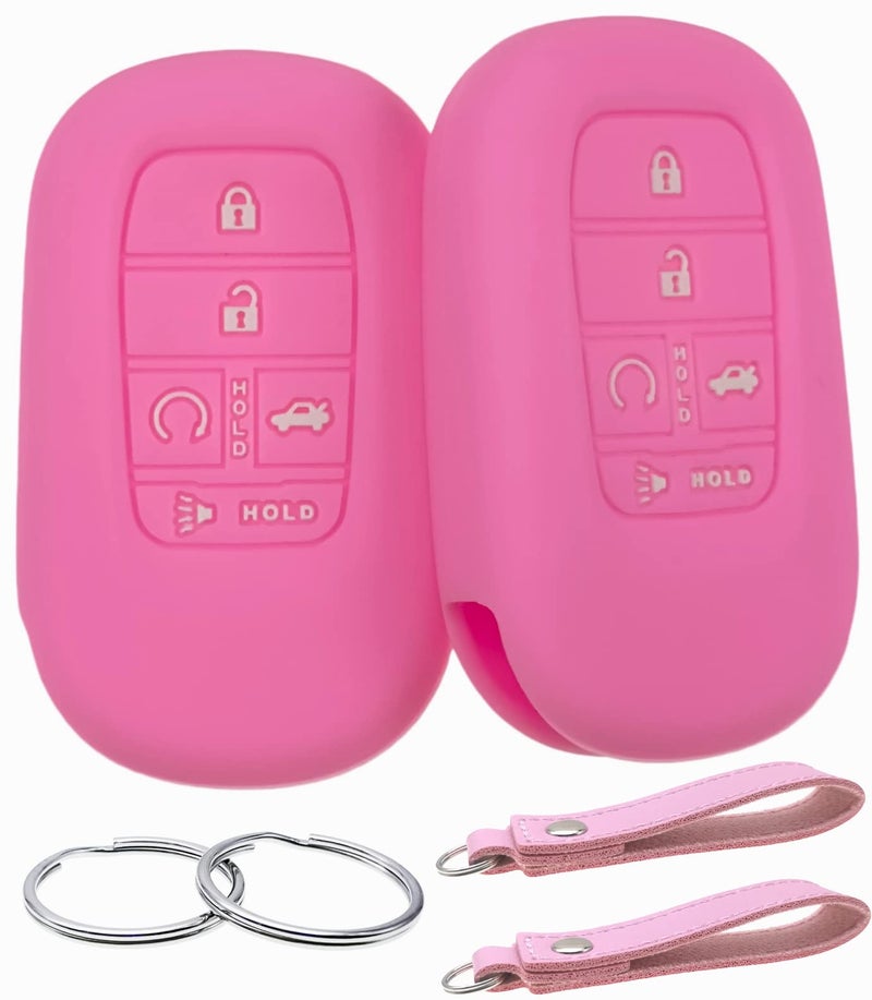 REPROTECTING Silicone Rubber Key Fob Cover Compatible with (5 Buttons) 2022-2026 Honda Accord Civic HR-V CR-V Pilot Sport SI EX EX-L Touring (Pink Pink) - Image 1