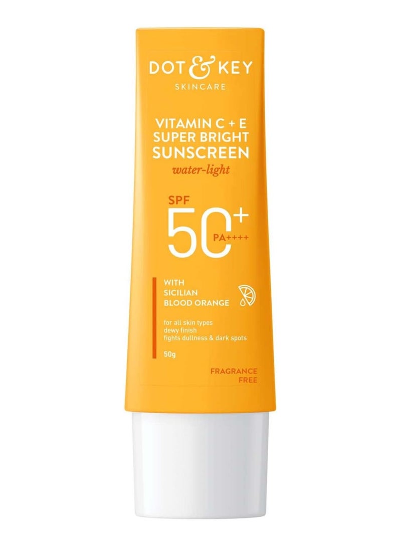Dot & Key Dot & Key Sunscreen SPF 50 PA+++ with Vitamin C + E for Even Toned & Glowing Skin No White Cast WaterLight I UVA/B & Blue Light Protection I Better Vitamin D absorption I for Women & Men 50gm - Image 1