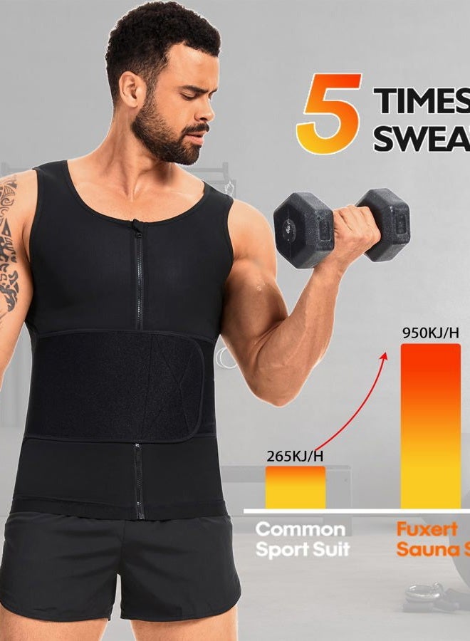 FUXERT Sauna Vest for Men Waist Trainer Sauna Shirt for Men Zipper Sweat Belt Tank Top for Belly Fat - Image 3