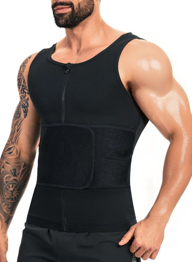FUXERT Sauna Vest for Men Waist Trainer Sauna Shirt for Men Zipper Sweat Belt Tank Top for Belly Fat - Image 2