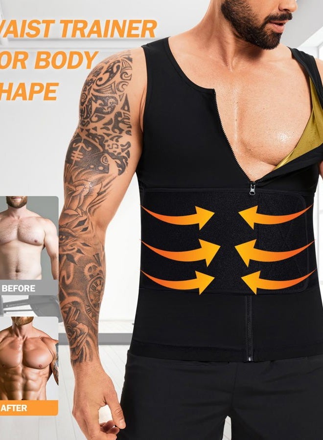 FUXERT Sauna Vest for Men Waist Trainer Sauna Shirt for Men Zipper Sweat Belt Tank Top for Belly Fat - Image 4