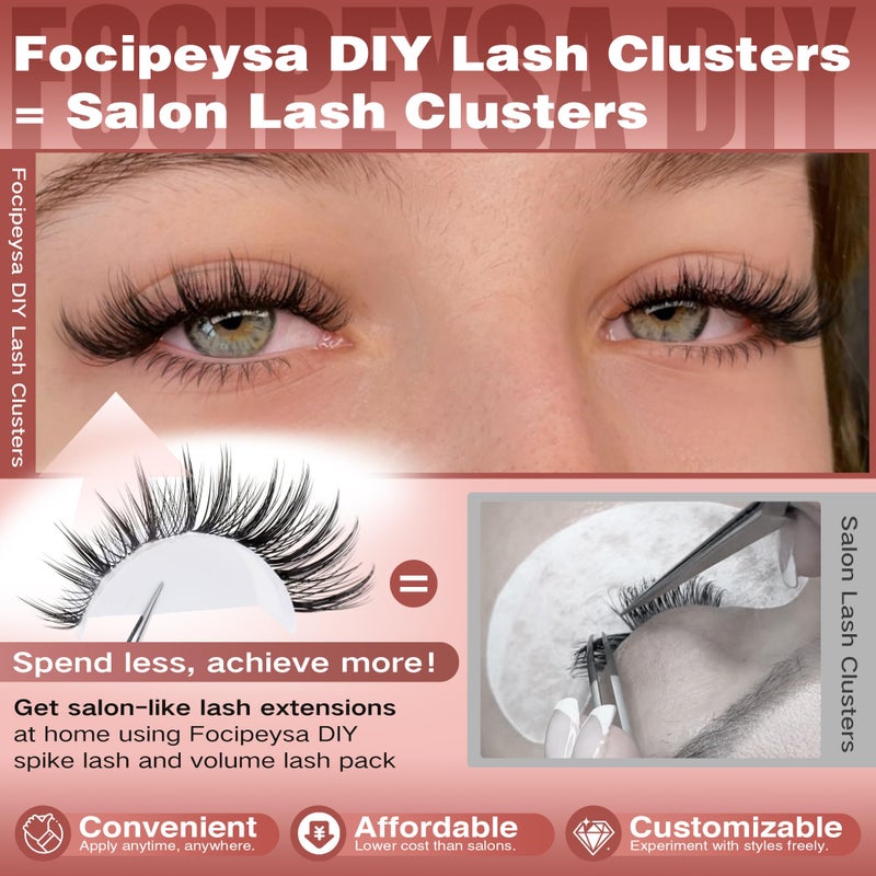 Focipeysa Wispy Lash Clusters Kit Spikes Eyelash Clusters Kit Manga Eyelash Extensions Kit with Bottom Lashes Individual Lashes Extensions Kit with Lash Bond and Seal Lash Tweezers - Image 2