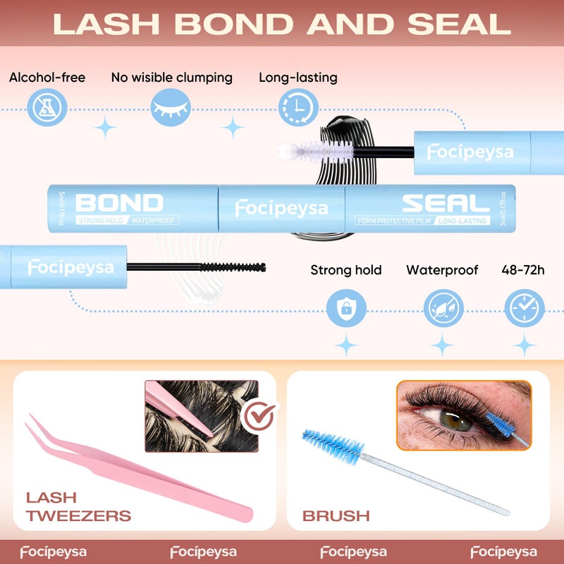Focipeysa Wispy Lash Clusters Kit Spikes Eyelash Clusters Kit Manga Eyelash Extensions Kit with Bottom Lashes Individual Lashes Extensions Kit with Lash Bond and Seal Lash Tweezers - Image 3
