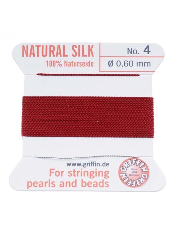 Silk Beading Cord & Needle Size 4 Garnet Red