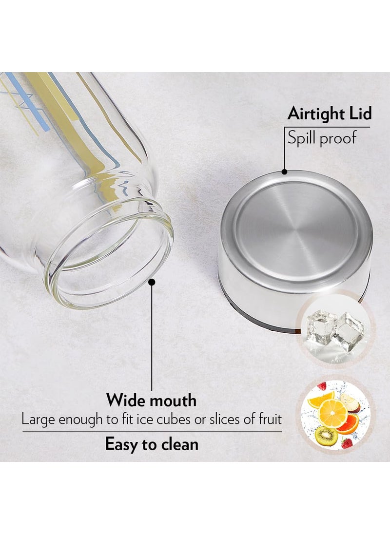 BOROSIL Borosil Sintra Glass Bottle 1L Wide Mouth Silver Metal Lid Stylish Design 100 Borosilicate Fridge Safe Leakproof Easy to Carry Store Water Lassi Juice Smoothies Dishwasher Safe  - Image 3