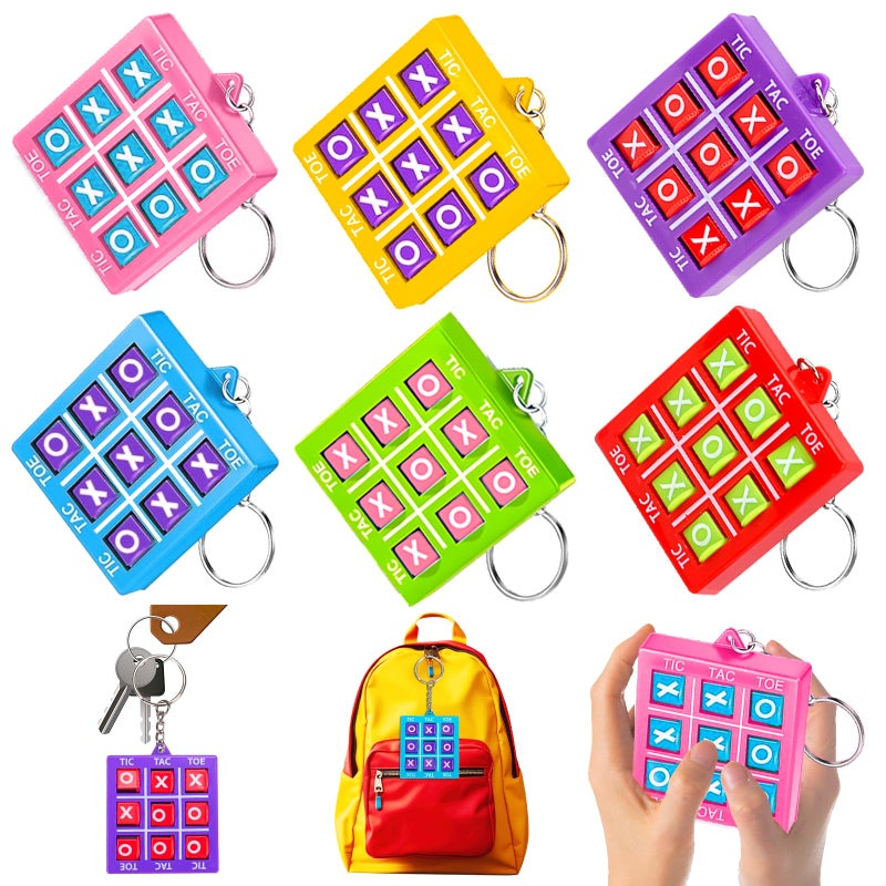 Basytodio 24PCS Tic Tac Toe Game Birthday Party Favors Goodie Bags Easter Basket Stuffers for Kids 4-8 8-12 Classroom Treasure Chest Carnival Prize Box Toys Bulk Keychain Pinata Filler Return Gifts for Girl Boy - Image 1