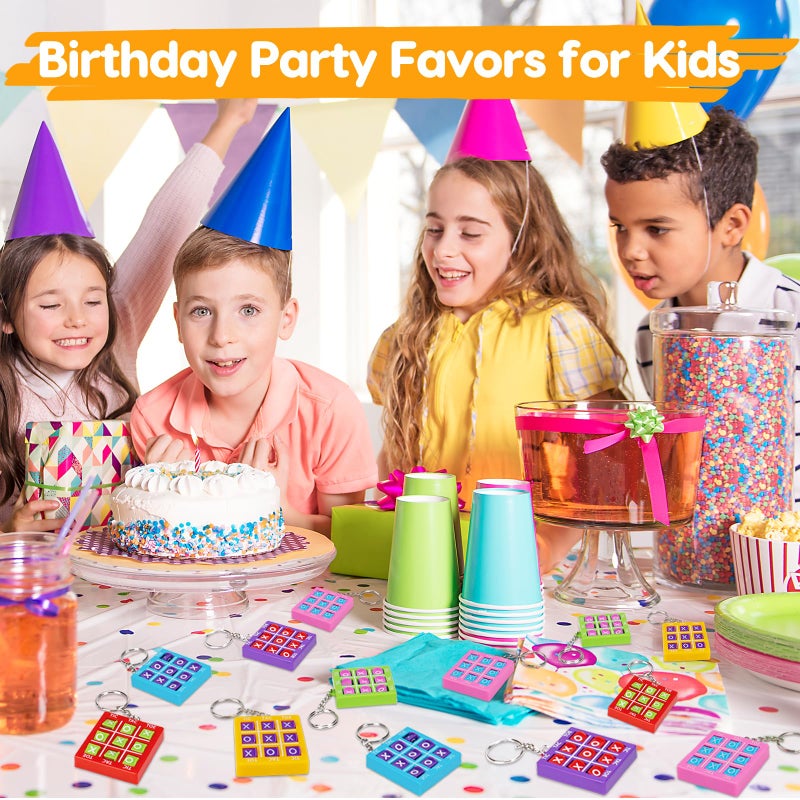 Basytodio 24PCS Tic Tac Toe Game Birthday Party Favors Goodie Bags Easter Basket Stuffers for Kids 4-8 8-12 Classroom Treasure Chest Carnival Prize Box Toys Bulk Keychain Pinata Filler Return Gifts for Girl Boy - Image 3