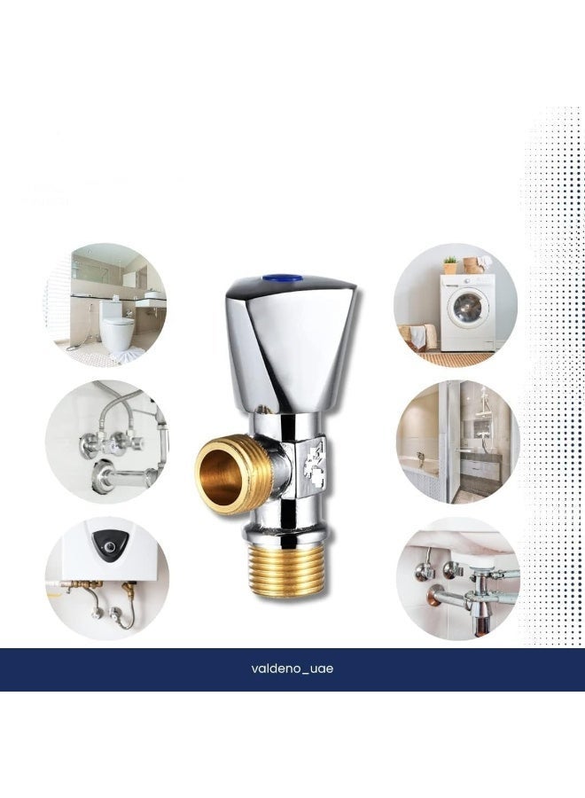 Chrome Plated Brass Angle Valve 1/2 Inch with Wall Flange – Durable Water Shut-Off Valve for Bathroom, Toilet & Washing Machine - Image 5