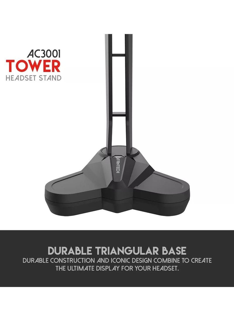 FANTECH - AC3001 TOWER Gaming Headset Stand - Anti Slip Design Rubberized Base - Triangular Base - Detachable Body - Added Weights Inside for Balance Stabilization - Image 1