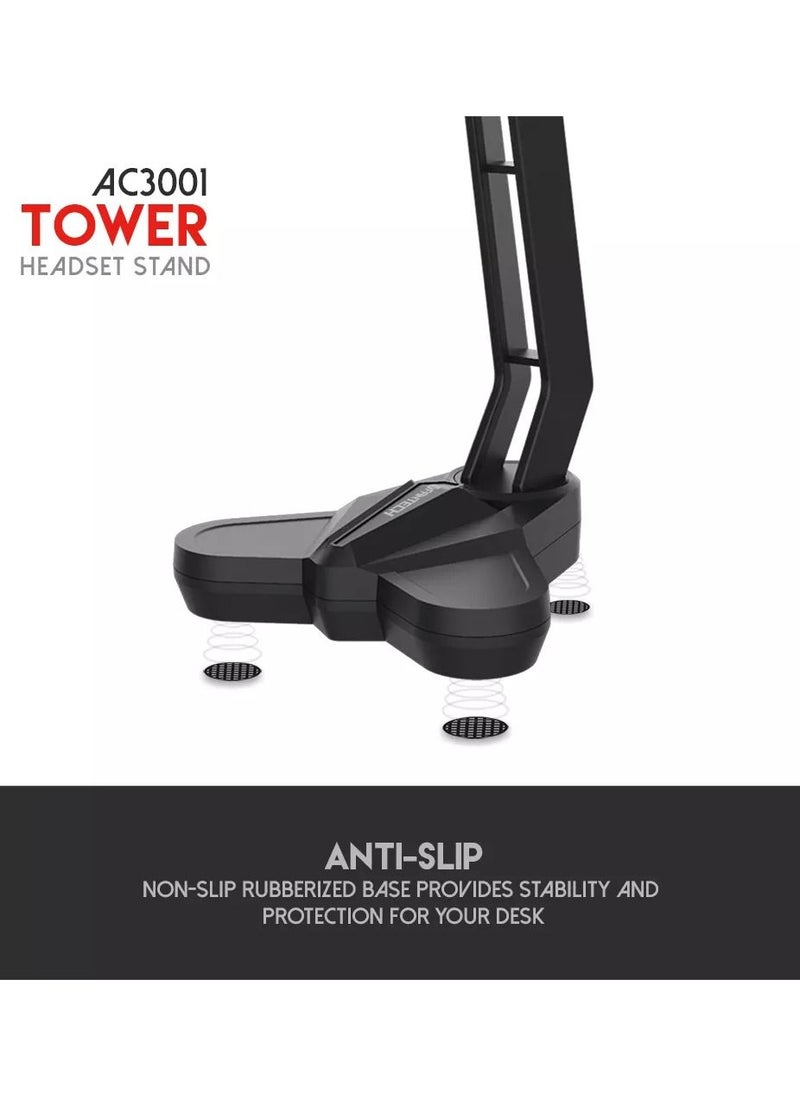 FANTECH - AC3001 TOWER Gaming Headset Stand - Anti Slip Design Rubberized Base - Triangular Base - Detachable Body - Added Weights Inside for Balance Stabilization - Image 1