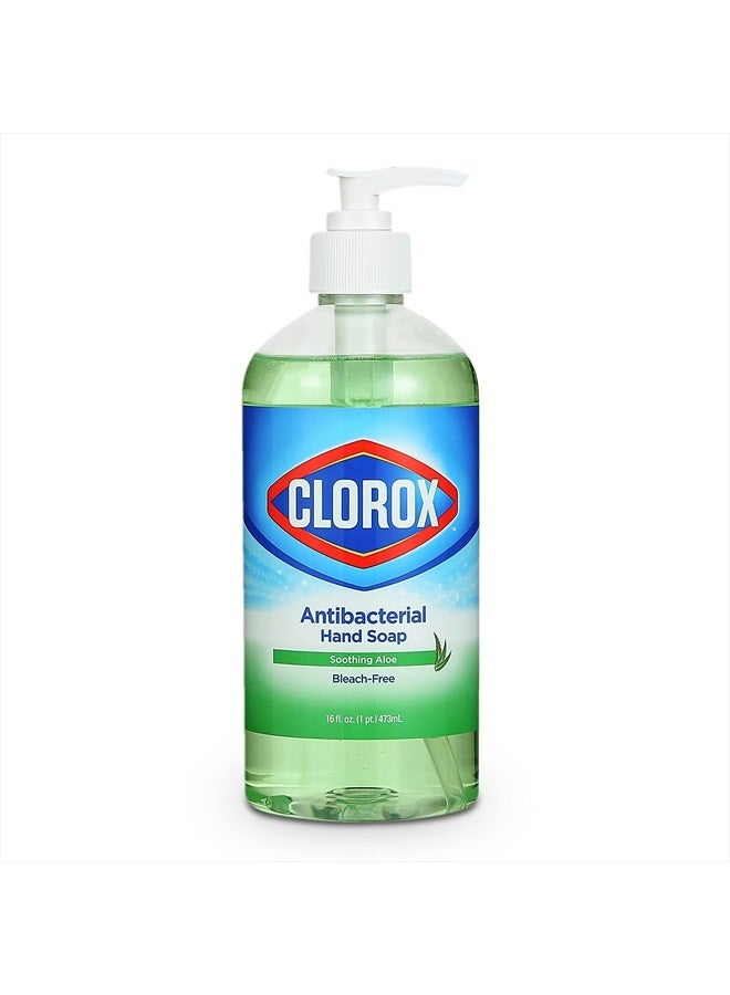 Clorox Liquid Hand Soap Pump - 16 oz Soothing Aloe Antibacterial Hand Soap - Liquid Hand Soap Eliminates Dirt, Soft on Hands Tough on Dirt - Clorox Hand Soap, Bathroom Hand Soap, Kitchen Soap  - Image 1