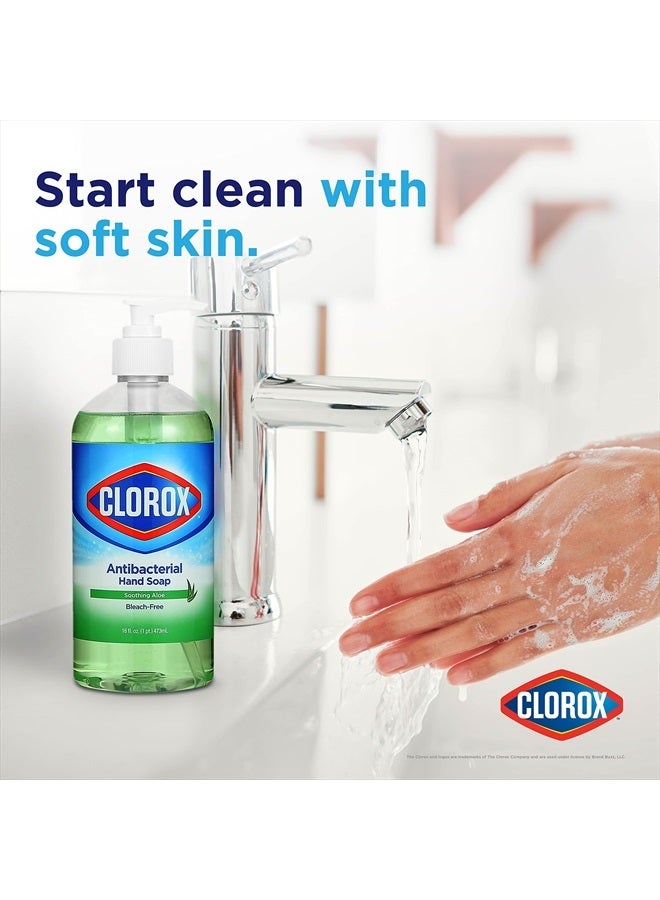 Clorox Liquid Hand Soap Pump - 16 oz Soothing Aloe Antibacterial Hand Soap - Liquid Hand Soap Eliminates Dirt, Soft on Hands Tough on Dirt - Clorox Hand Soap, Bathroom Hand Soap, Kitchen Soap  - Image 3