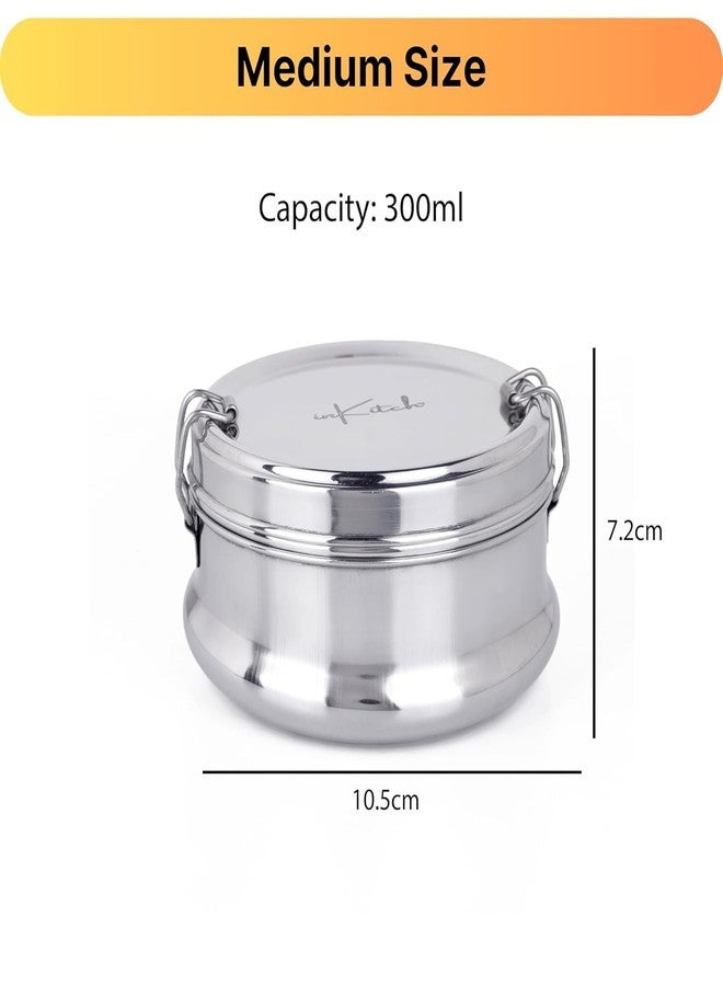inKitch Premium Stainless Steel Lunch Box for Office, Kids & Travel | Airtight, Leakproof Meal Pack with Separator Plate & Locking Clip | Durable Portable Food Container (1, 300ml) - Image 5