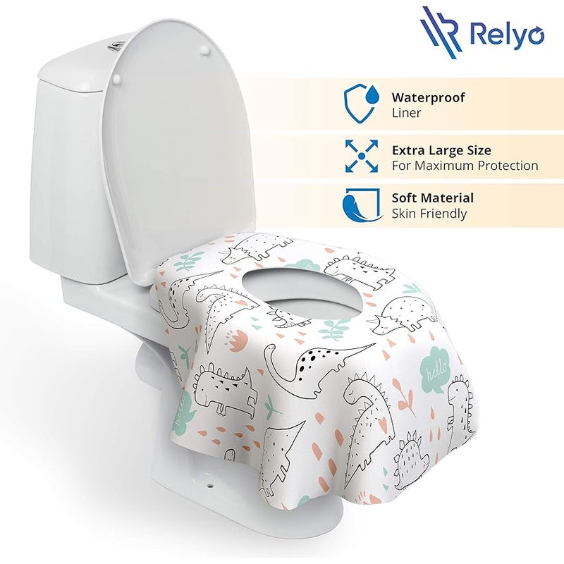 Relyo أغلفة مقاعد المرحاض Relyo للاستعمال مرة واحدة - 20 قطعة - مقاومة للماء، مثالية للأطفال والبالغين - كبيرة جدًا، ملفوفة بشكل فردي للسفر، لتدريب الأطفال على استخدام المرحاض في المراحيض العامة 20 - Image 2