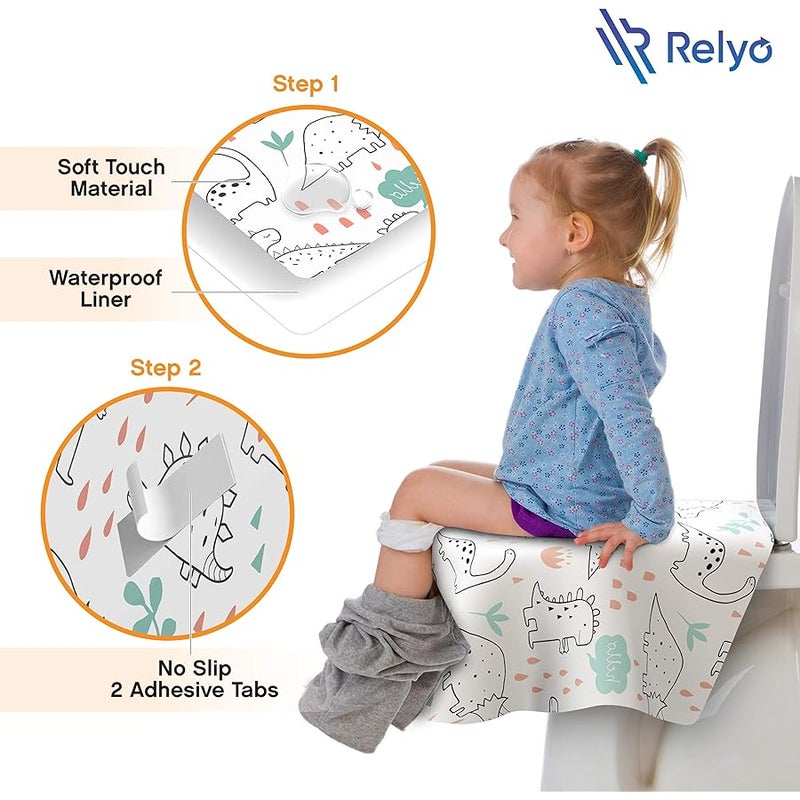 Relyo أغلفة مقاعد المرحاض Relyo للاستعمال مرة واحدة - 20 قطعة - مقاومة للماء، مثالية للأطفال والبالغين - كبيرة جدًا، ملفوفة بشكل فردي للسفر، لتدريب الأطفال على استخدام المرحاض في المراحيض العامة 20 - Image 3