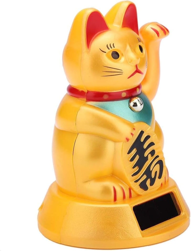 Luckam قط الحظ المحظوظ بالطاقة الشمسية يلوح مرحبًا يجذب المال قط الحظ الثروة للعرض المنزلي ديكور السيارة الزينة - Image 1