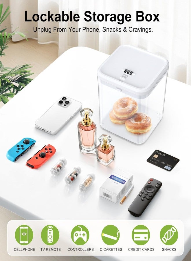ySky Lockable Storage Box with Combination Code - Secure Medicine Safe, Phone Jail & Snack Container for Refrigerator, Home, Office- Durable Multi-Purpose Lock Box(White) - Image 2
