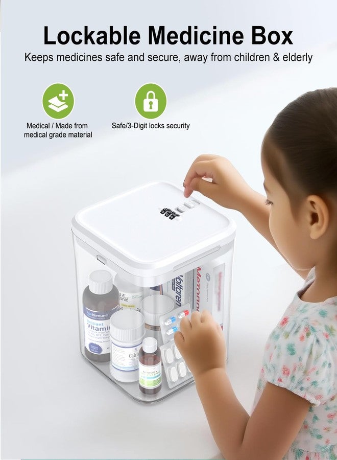 ySky Lockable Storage Box with Combination Code - Secure Medicine Safe, Phone Jail & Snack Container for Refrigerator, Home, Office- Durable Multi-Purpose Lock Box(White) - Image 3