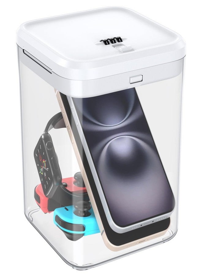 ySky Lockable Storage Box with Combination Code - Secure Medicine Safe, Phone Jail & Snack Container for Refrigerator, Home, Office- Durable Multi-Purpose Lock Box(White) - Image 1