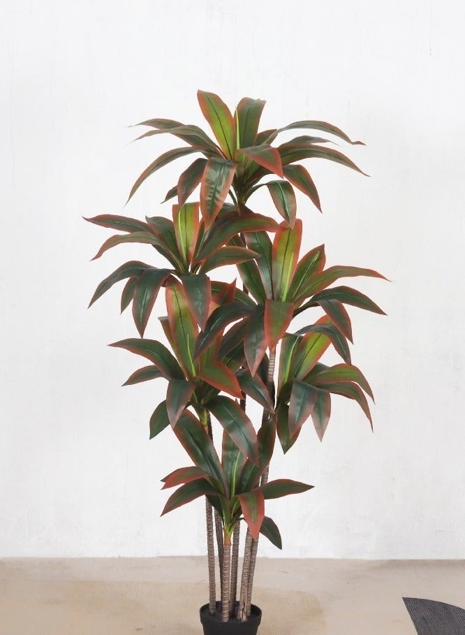 Generic 150cm Artificial Dracaena Tree with Red Edges - Realistic Fake Plant in Black Pot for Home & Office Decor - Silk Yucca Palm for Indoor Outdoor Use (No Maintenance Needed)  - Image 3