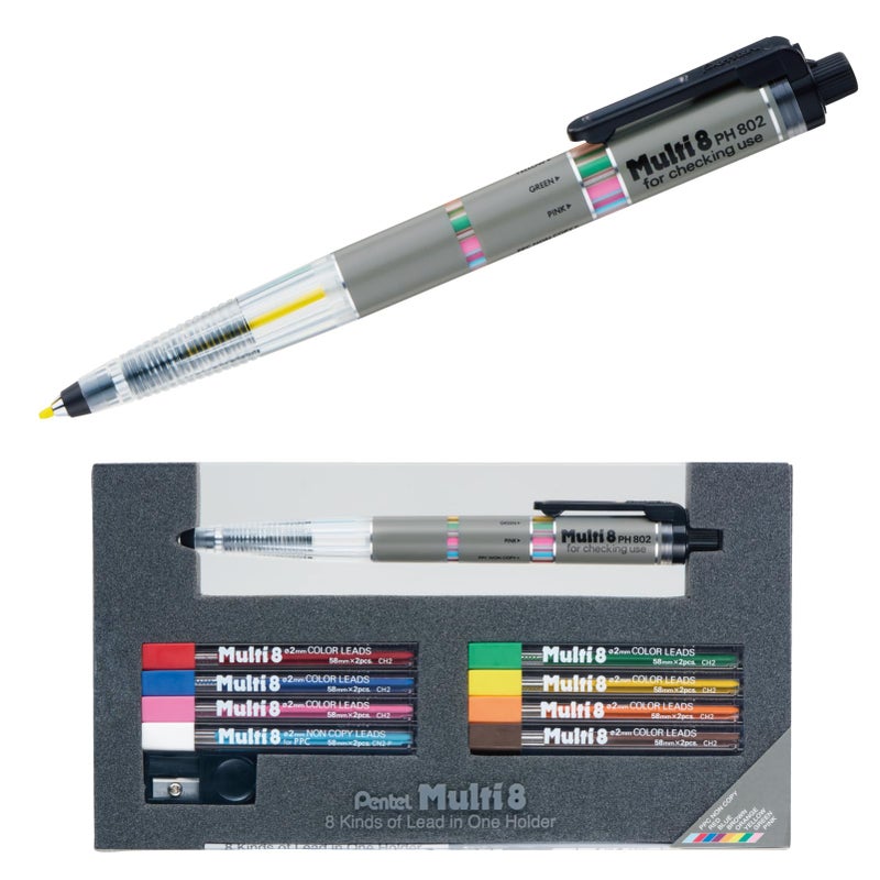 Pentel حامل قلم رصاص من بنتل ومجموعة رصاص، مجموعة متعددة 8 (PH802ST) - Image 1