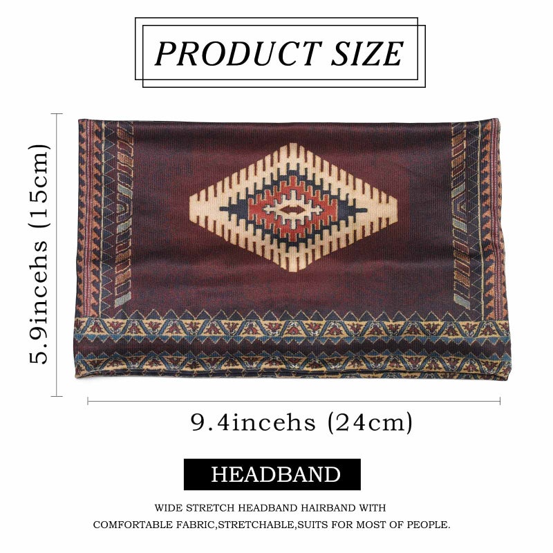 Olbye Boho Headbands Women Wide Head Bands Turban Elastic Nonslip Hairbands Workout Yoga Hair Scarfs Running Sweatband African Bohemian Head Wraps Fashion Hair Accessories for Women (D-Bohemian) - Image 5