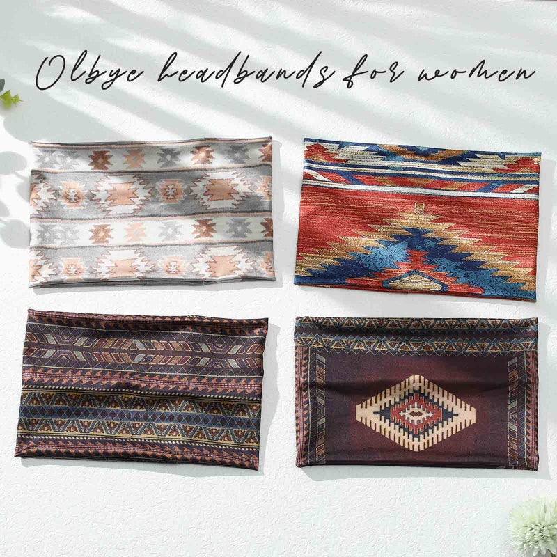 Olbye Boho Headbands Women Wide Head Bands Turban Elastic Nonslip Hairbands Workout Yoga Hair Scarfs Running Sweatband African Bohemian Head Wraps Fashion Hair Accessories for Women (D-Bohemian) - Image 3