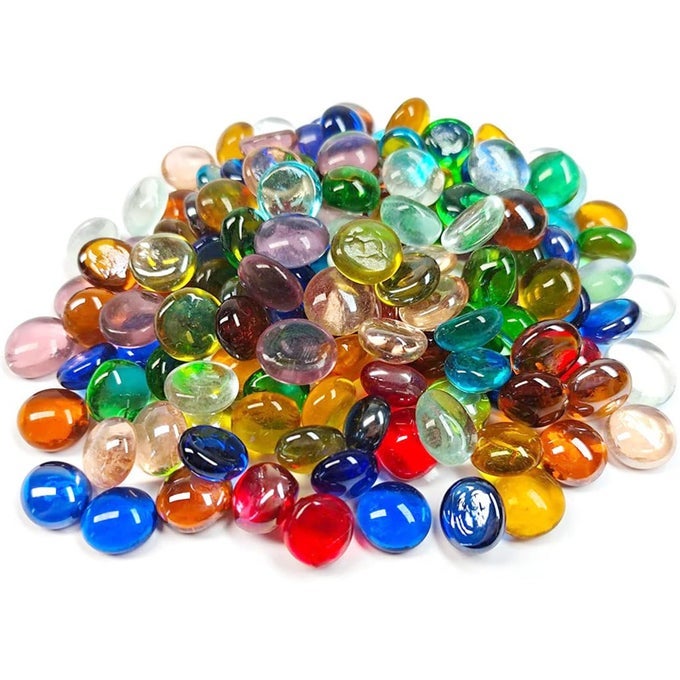 2LB MINI GLASS GEMSMIXED COLOUR MANCALA STONES FLAT BOTTOM MARBLE BEADS FOR HOME DECORATIVE ART CRAFT VASE FILLER0507 APPROX 340PCS