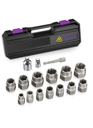 ANPUDS Bolt Extractor Set, 16 Pieces Impact Bolt & Nut Remover Set, Nut Extractor Socket Set, Stripped Lug Nut Remover for Removing Broken, Rounded, Rusted, Frozen, Damaged Nuts Screws & Bolts - pzsku/Z79FAA11665AB0509C1C9Z/45/1749324582/c6917d79-1013-4fd3-a313-6776665e99b5