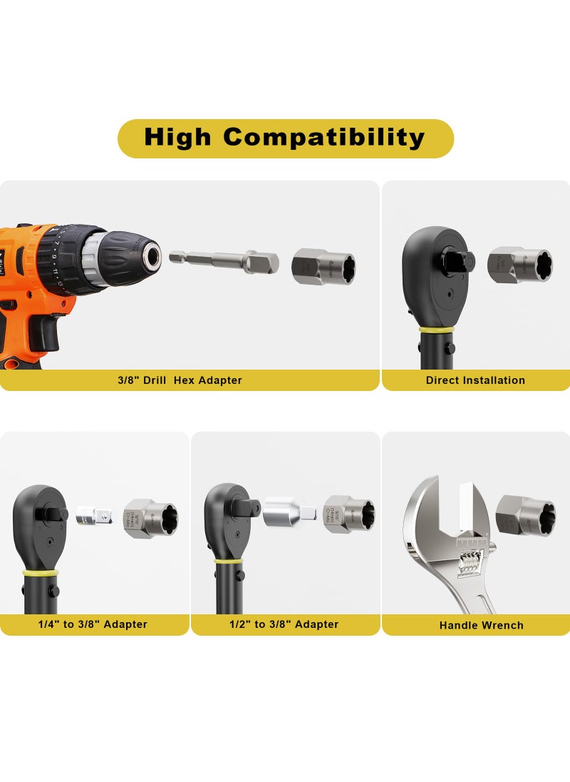 ANPUDS ANPUDS Bolt Extractor Set, 16 Pieces Impact Bolt & Nut Remover Set, Nut Extractor Socket Set, Stripped Lug Nut Remover for Removing Broken, Rounded, Rusted, Frozen, Damaged Nuts Screws & Bolts  - Image 3