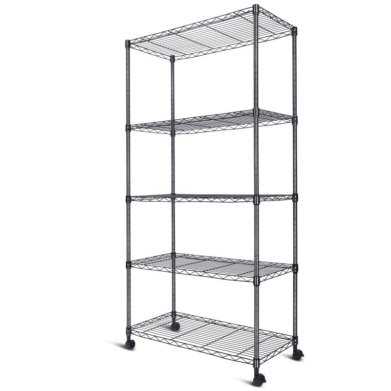 Whitmor 5-Tier Heavy Duty Shelving Unit, Metal Adjustable Storage Shelves, 2000 lbs Capacity for Pantry, Kitchen, Closet, Laundry, 29.6" L x 13.7" W x 59.4" H, Black - Image 1