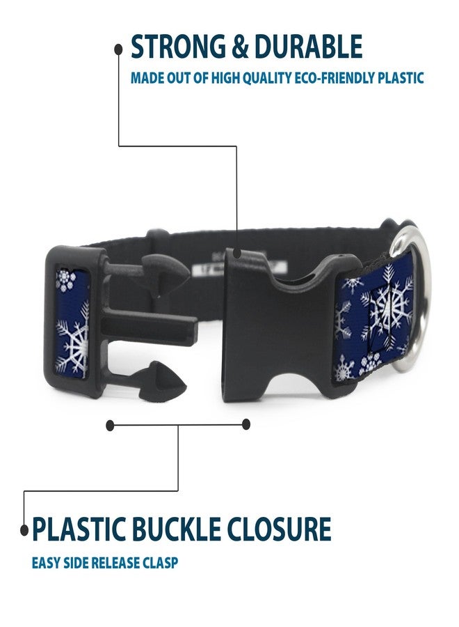 Buckle Down Buckle-Down 11-17" Snowflakes Blue/White Plastic Clip Collar, Medium - Image 4