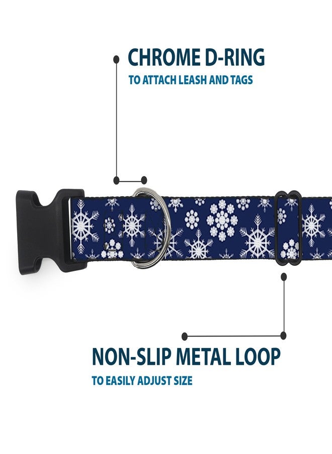 Buckle Down Buckle-Down 11-17" Snowflakes Blue/White Plastic Clip Collar, Medium - Image 5