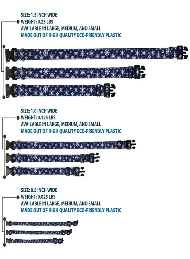 Buckle Down Buckle-Down 11-17" Snowflakes Blue/White Plastic Clip Collar, Medium - Image 3